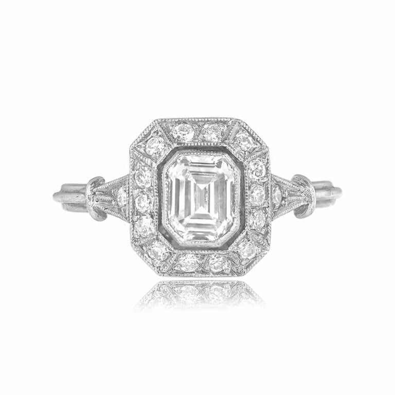 0.71ct GIA Certified Emerald Cut Diamond Platinum Tivoli Ring