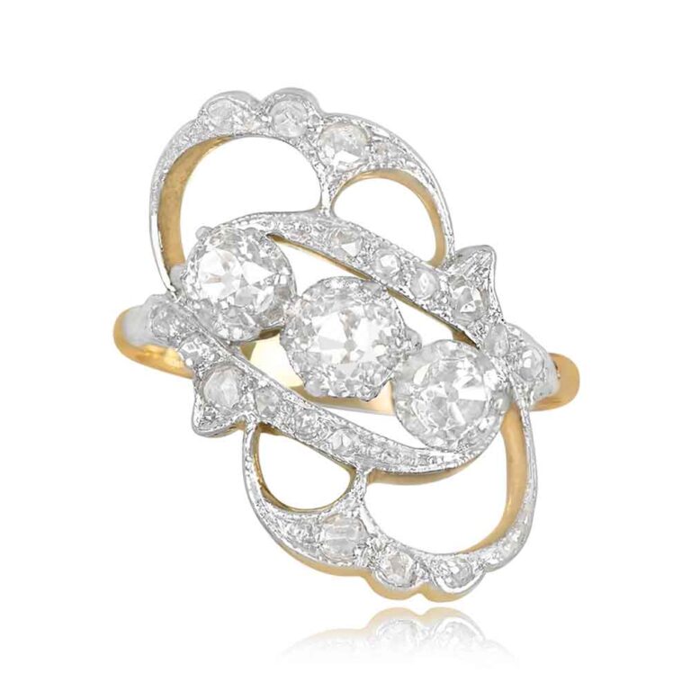 3 Stone Art Nouveau Lucerne Ring, Circa 1900