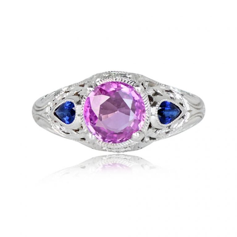 1.20ct Round Pink Sapphire Ring. Covelo Ring