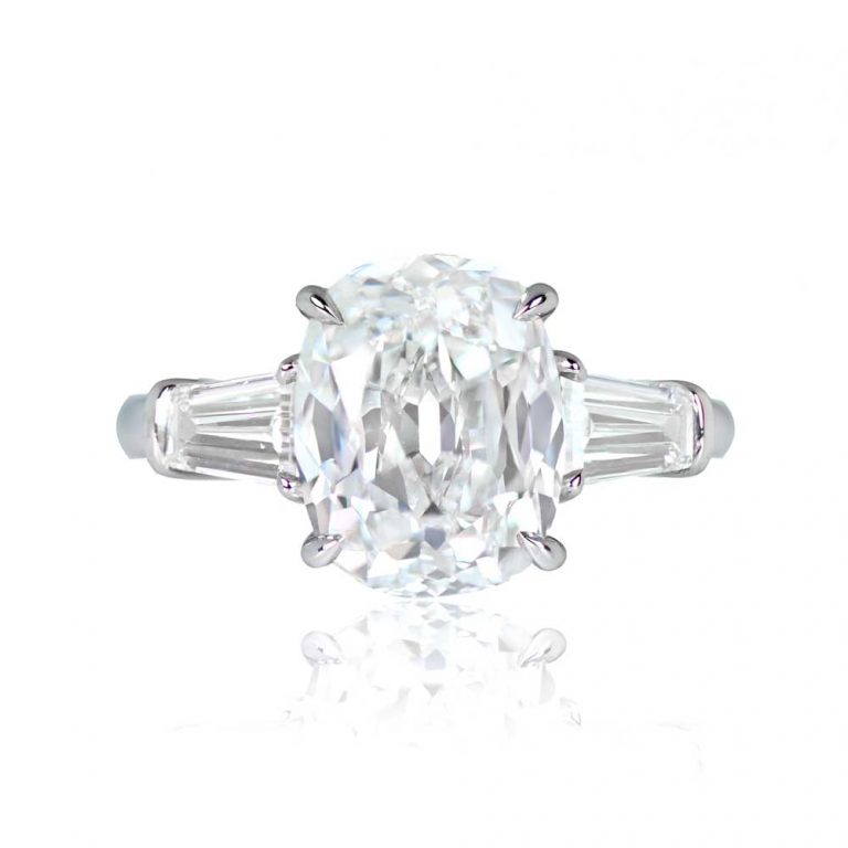 GIA 5.01ct Antique Cushion Cut Diamond Cassel Ring