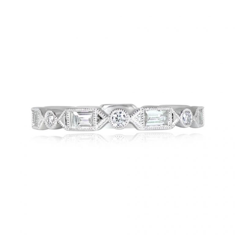Platinum, Baguette and Diamond Eternity Modena Band. 2.6mm