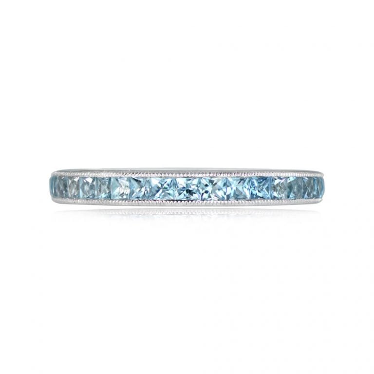French Cut Aquamarine Eternity Biella Band. 2.60mm