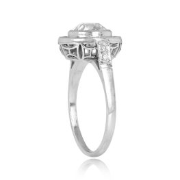 1.41 carat Old Euro Sapphire Halo Platinum Constantinople Ring 13803