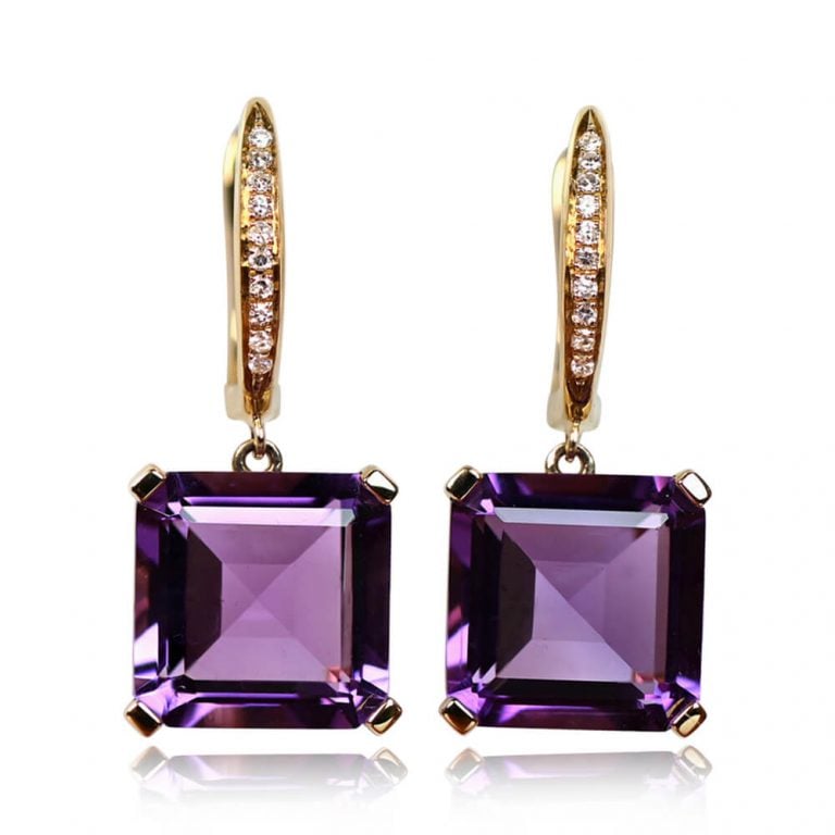 Amethyst and Diamond Sayville Earrings
