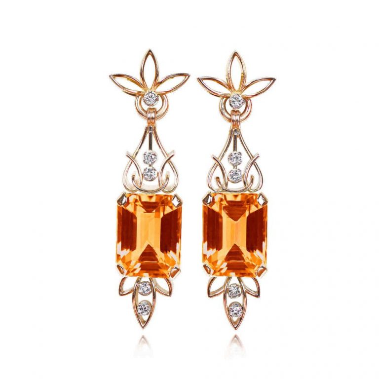 Vintage Retro Citrine Florence Earrings, Circa 1940