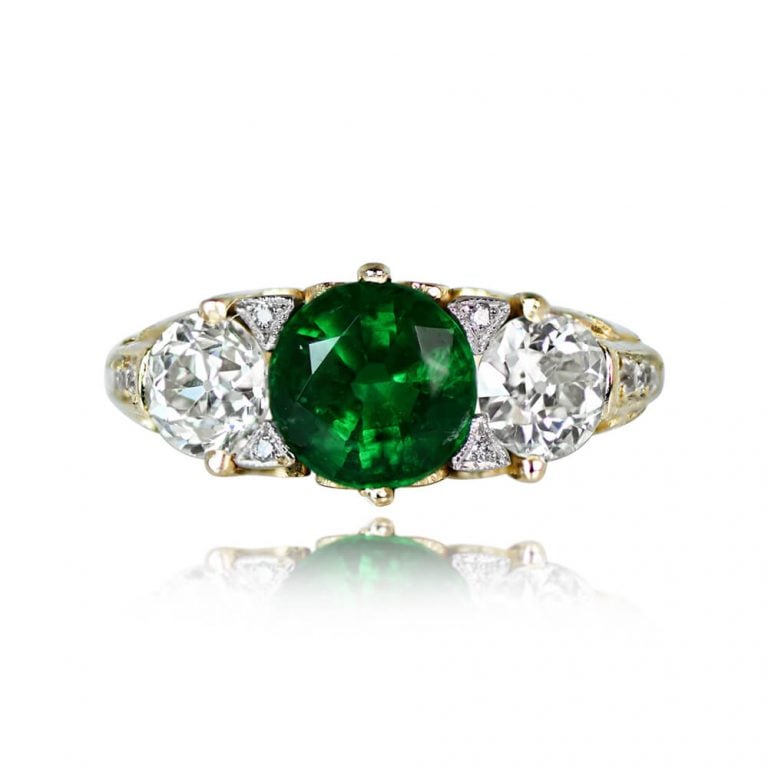 1.65ct Emerald and Diamond Three Stone Tennyson Ring