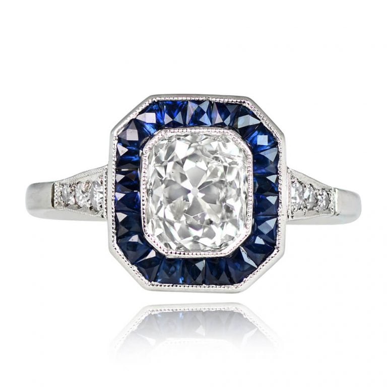 1.24ct Diamond and Sapphire Halo Ottawa Ring