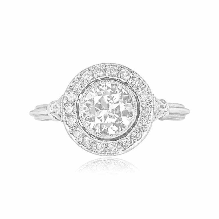 0.79ct Old European Cut Diamond Platinum Halo Cambria Ring