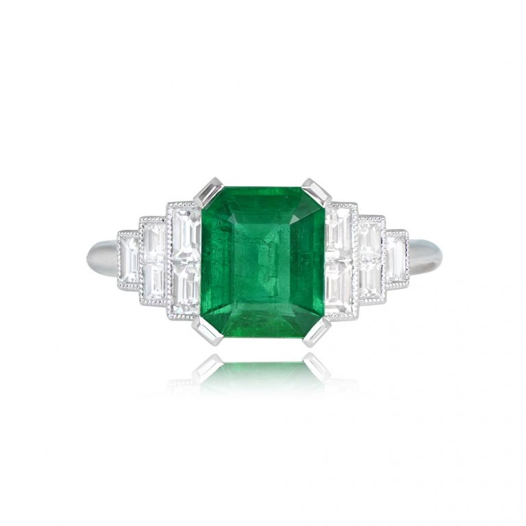 1.60ct Emerald and Diamond Accent Platinum Chitina Ring