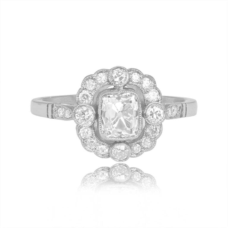 0.76ct Antique Cushion Cut Diamond Platinum Manchester Ring