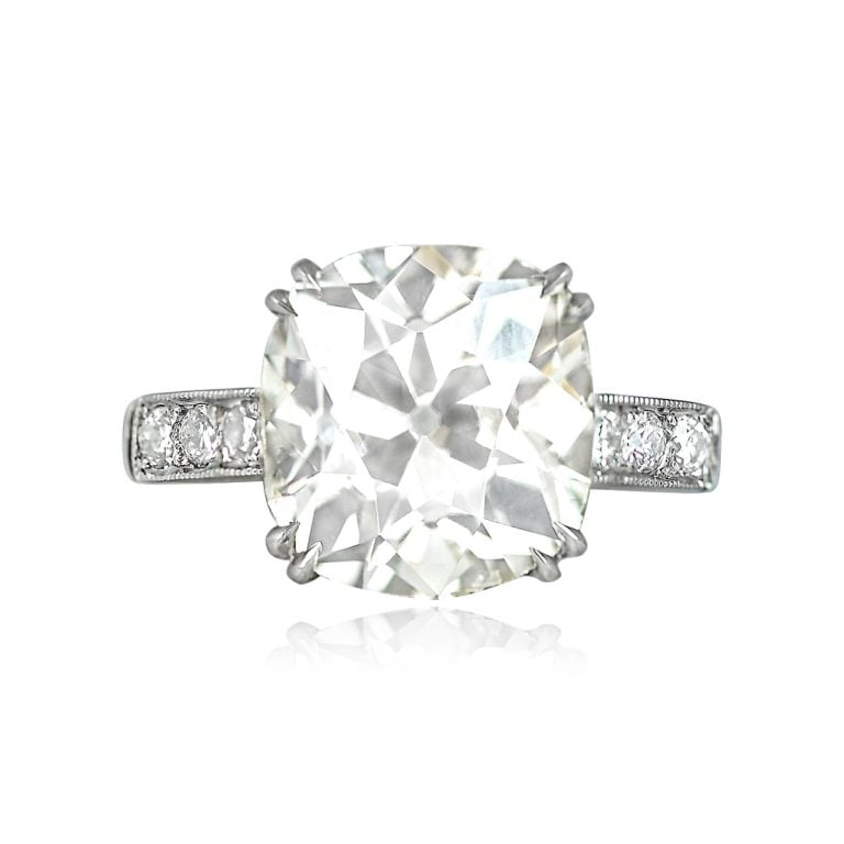 GIA 5.11ct Antique Cushion Cut Diamond Glenridge Ring