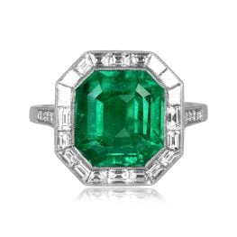 GIA 4.55ct Colombian Emerald Thornhill Ring 13352