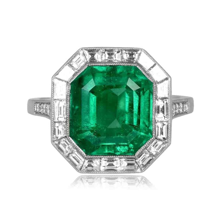 GIA 4.55ct Colombian Emerald Thornhill Ring
