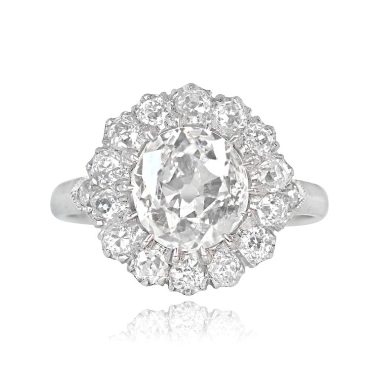 1.22ct F Color Antique Cut Diamond Cluster Ring. Tusten Ring