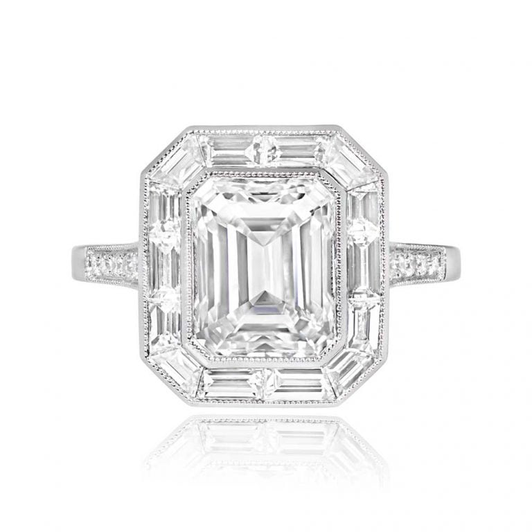 GIA 3.00ct Emerald Cut Diamond Colborne Ring