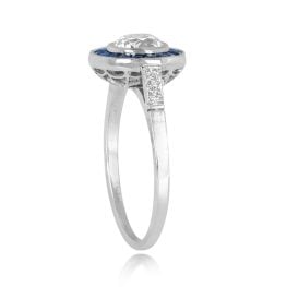 0.77 carat center Diamond Sapphire Halo Kingwood Ring 14059