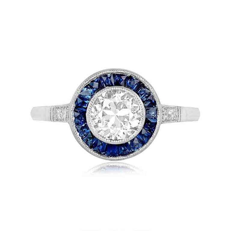 0.77ct Diamond Sapphire Halo Kingwood Ring