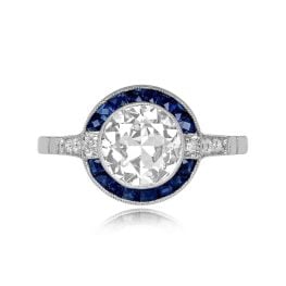 1.42ct Diamond with Sapphire Halo and diamond accents Brookville Ring 14111