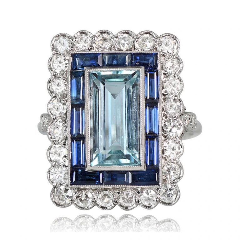 5ct Aquamarine Double Halo Broadway Ring