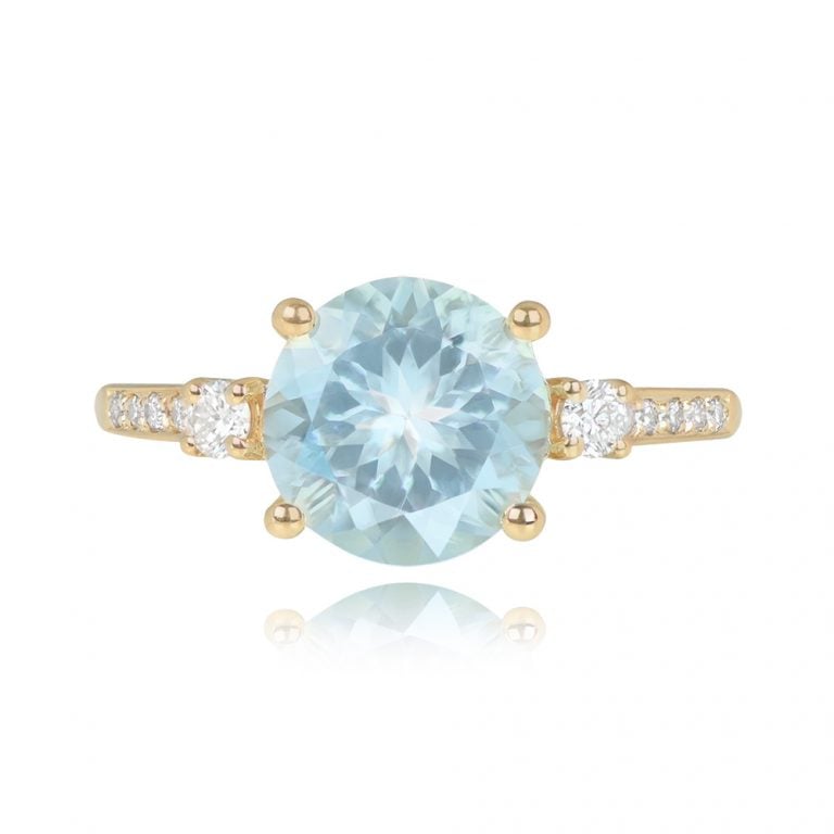 2.75ct Round Aquamarine and 18k Yellow Gold Coatesville Ring