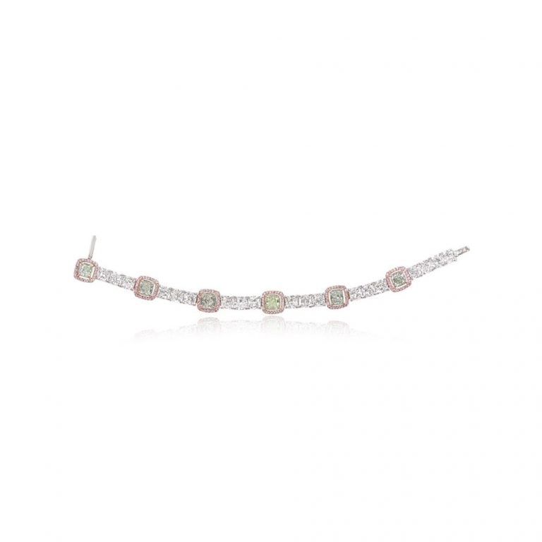 GIA Certified Fancy Green Diamond Alwick Bracelet