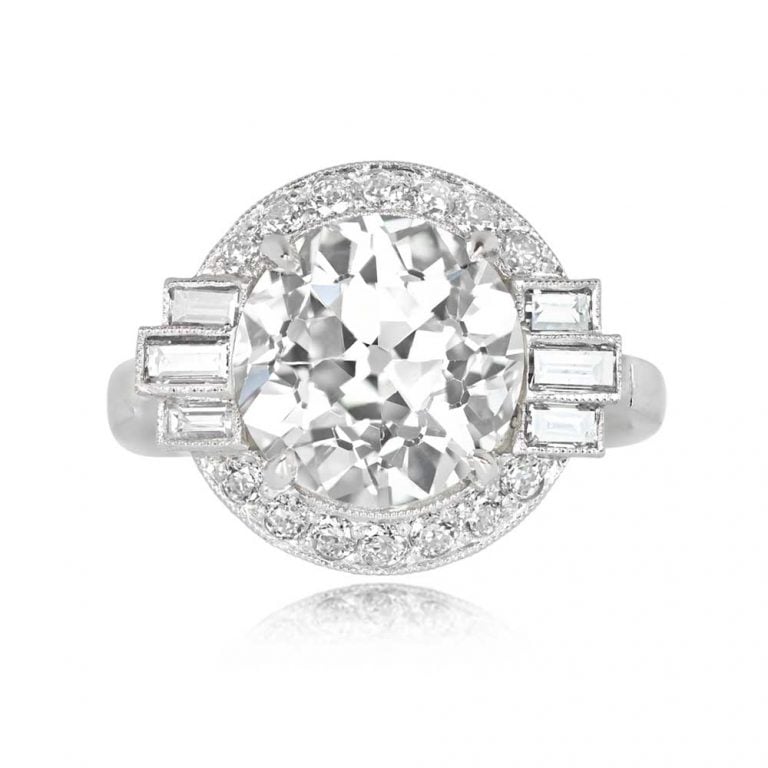 3.80ct GIA Old European Cut Diamond Engagement Bayside Ring