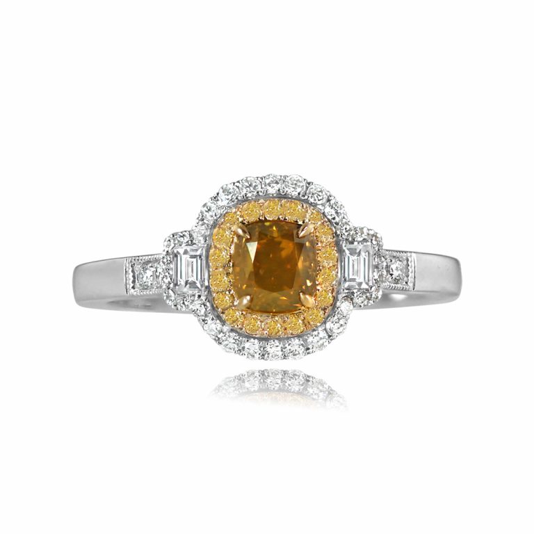 0.48ct Cushion Cut Yellow-Brown Diamond Montmartre Ring