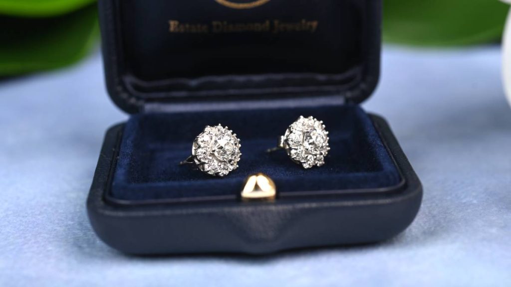 Halo Diamond Stud Earrings in EDJ Box