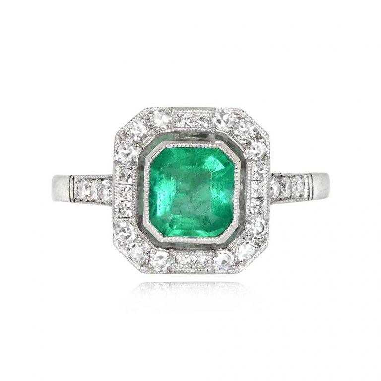 0.84ct Emerald and Platinum Roslyn Ring