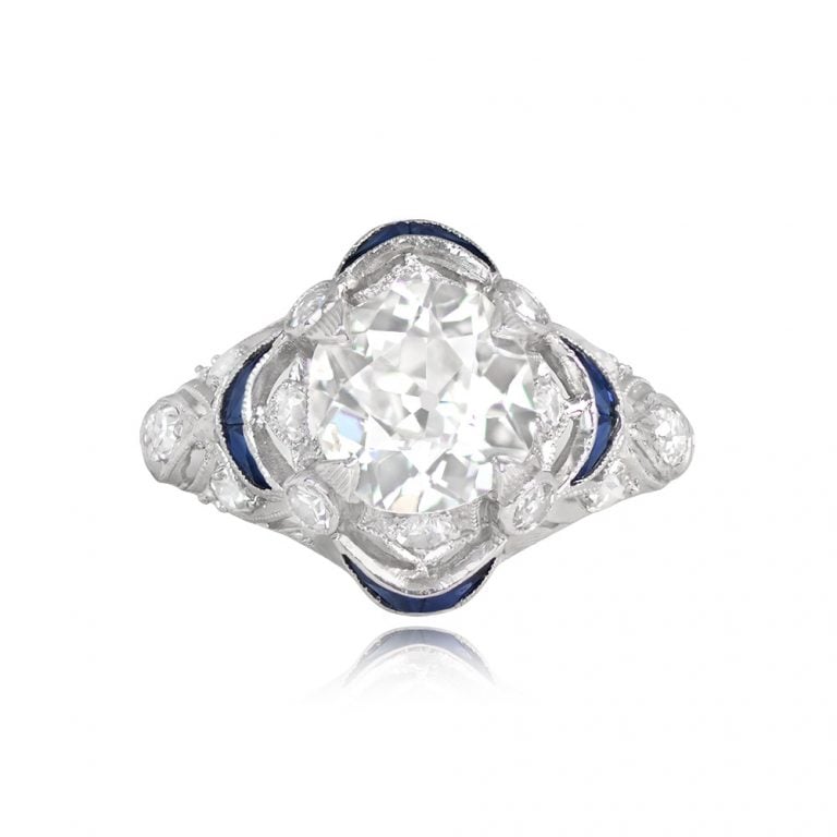 Antique Art Deco 1.49ct Diamond Sapphire Colmar Ring. Circa 1920