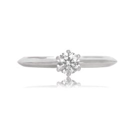 Cartier France Diamond Engagement Ring Prong Set Platinum