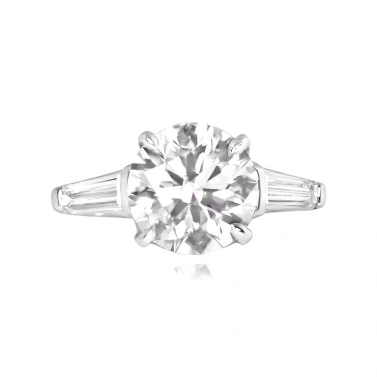 Vintage GIA Certified 3.04ct Diamond Osborne Ring, Circa 1960
