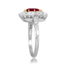 1.46ct cushion cut No Heat Burma Ruby gold on platinum Toulon Ring 14115 TSV