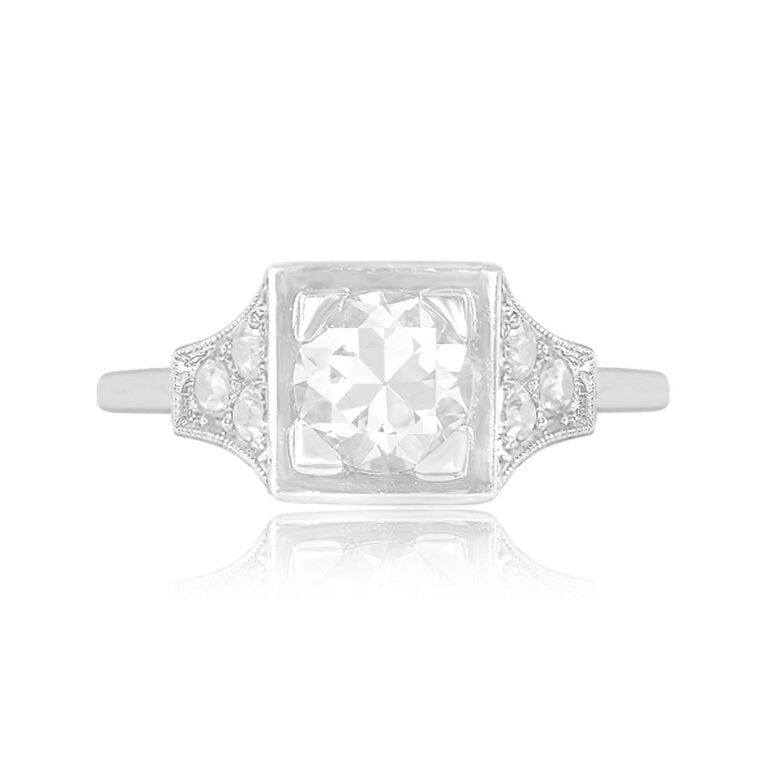 Antique Art Deco 0.70ct Old Euro Edison Engagement Ring. Circa 1920