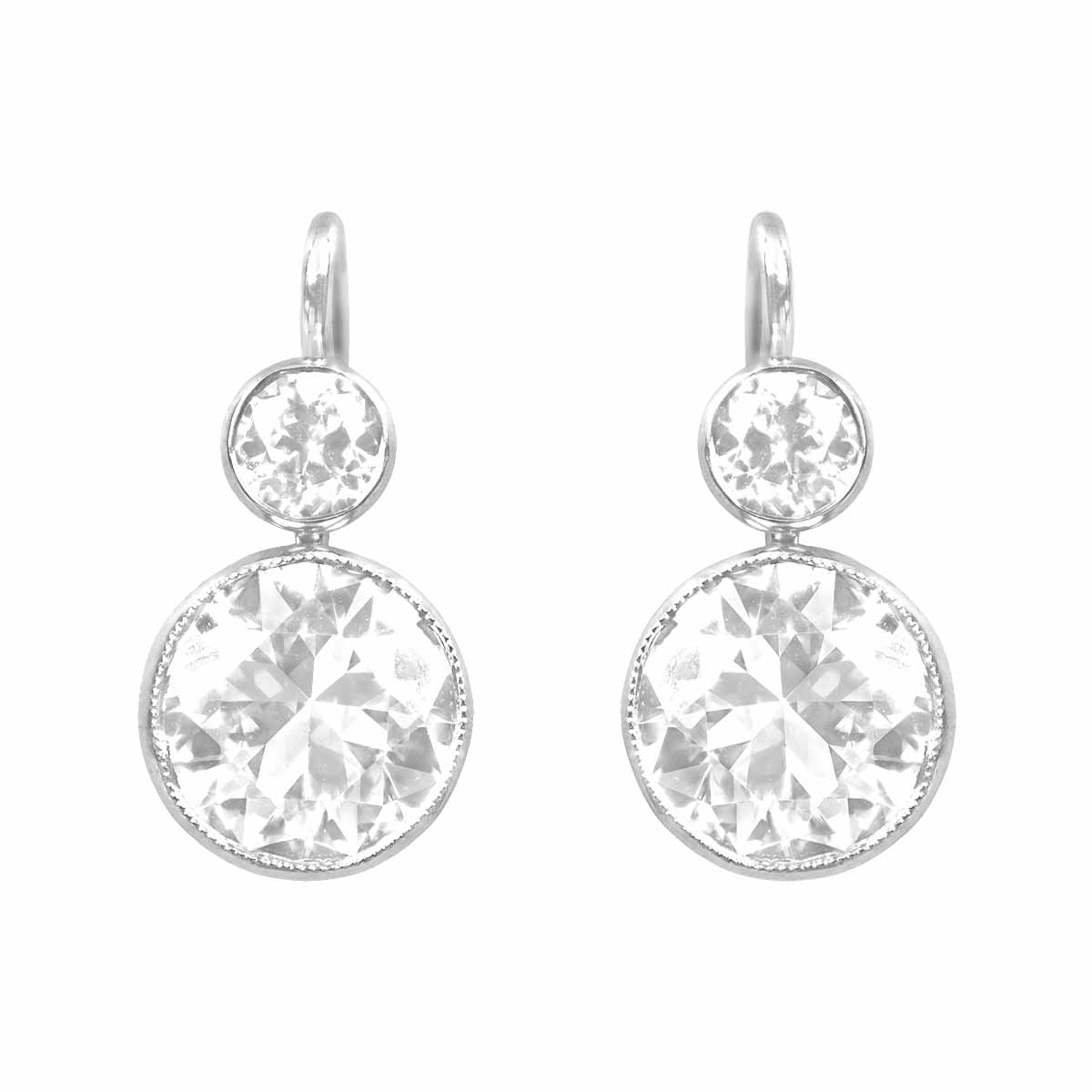 Stacked from 12 images. Method=C (S=1) 3.52ct double old European cut diamond platinum on gold Harrow Earrings 16187 TV
