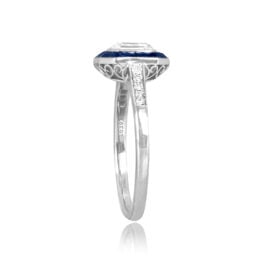 1.01 carat asscher cut diamond sapphire halo Montgomery Ring 16393 TSV