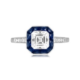 1.01ct asscher cut diamond platinum halo Montgomery Ring 16393 TV