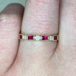 Bezel Set 18k Yellow Gold Milgrain Half Eternity Band 14452-F2