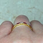0.12ct TDW Round Brilliant Cut Diamond & Ruby Alternating Half Eternity Band 14452-F3