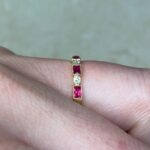 Elongated French Cut Natural Ruby Half Eternity Band 14452-F4