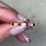 Natural Ruby And Diamond Alternating Bezel Set Half Eternity Band 14452-F5