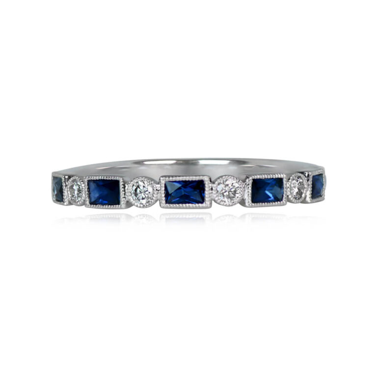 Sapphire and Diamond Platinum Barfield Grove Half Eternity Band. 2.4mm