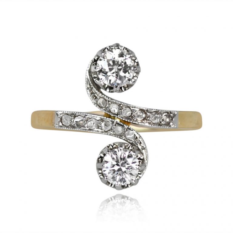 Art Nouveau Swirl Diamond Ewell Ring, Circa 1900