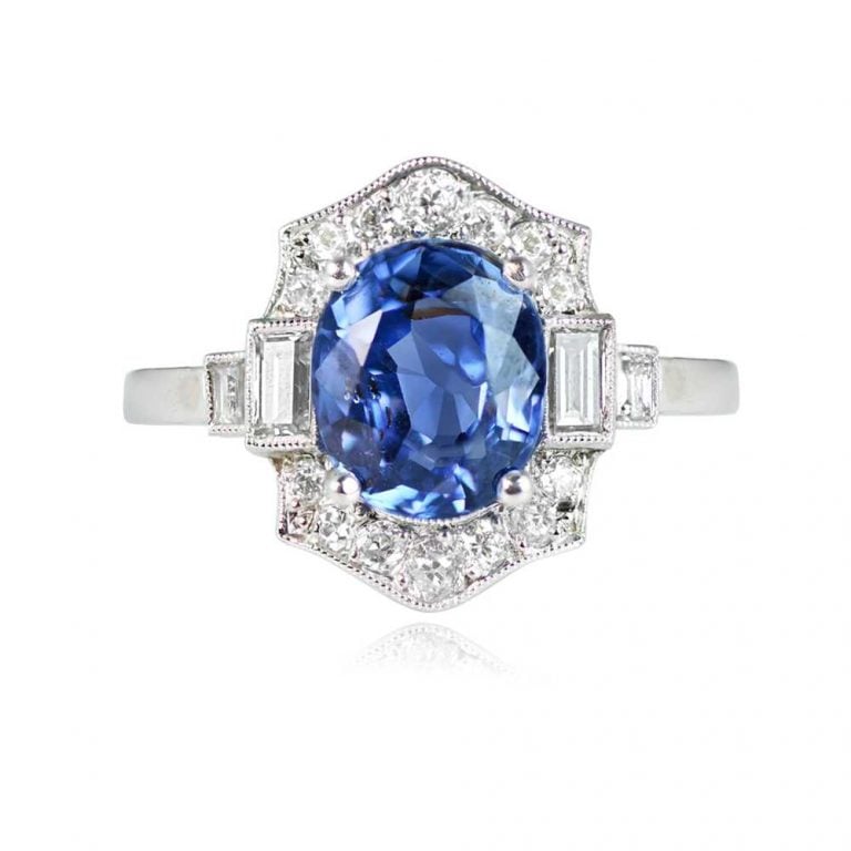 3.15ct Oval Cut Sapphire Ring. Non Heated Sapphire. West View Ring
