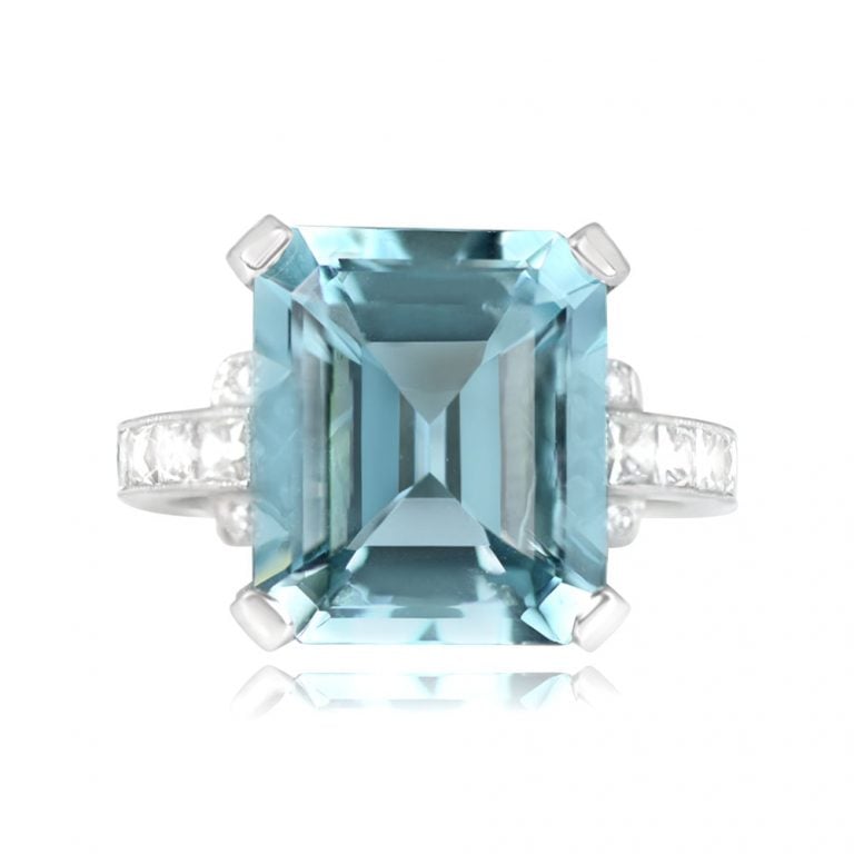 Vintage Platinum and 6.75ct Aquamarine Vermont Ring