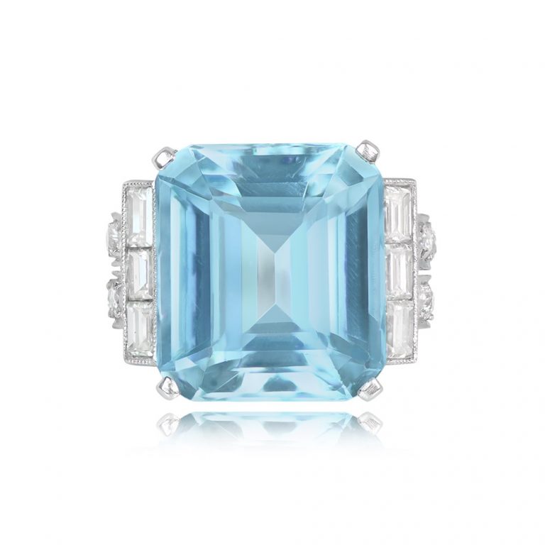10.55ct Aquamarine Platinum Sedgewick Ring