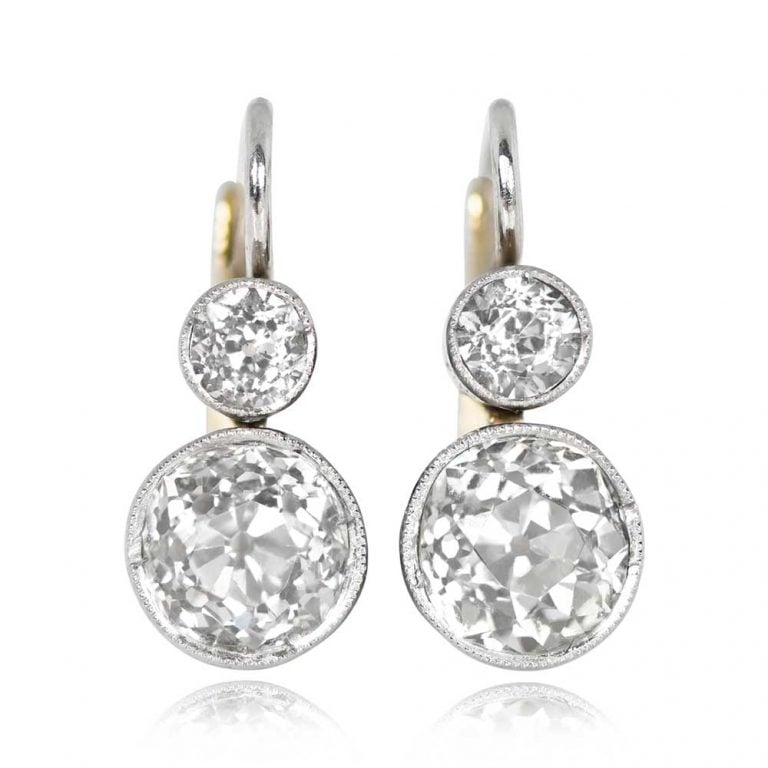 2.35ct Diamond Platinum and Gold Belsize Earrings