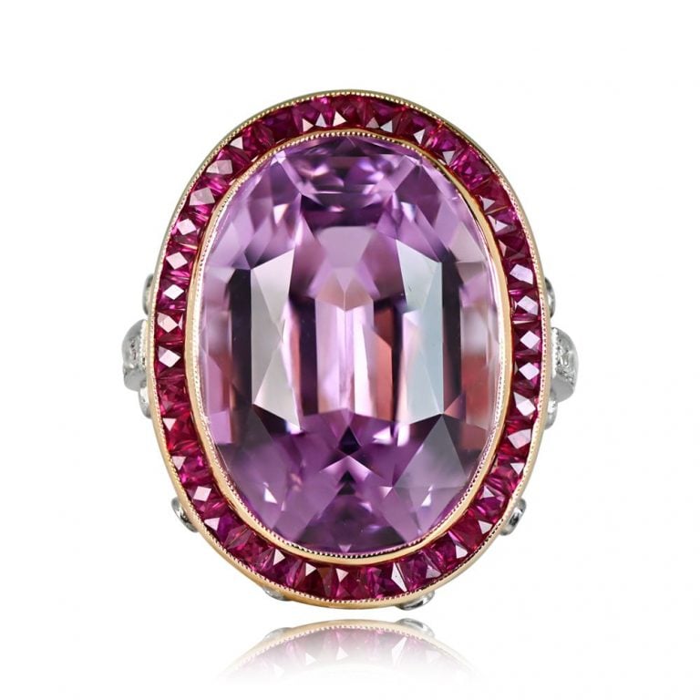 24.10ct Oval Kunzite Halo Cocktail Wesley Court Ring