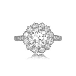 1.27ct Old European Cut Diamond, Platinum Cluster Pavia Ring 15428