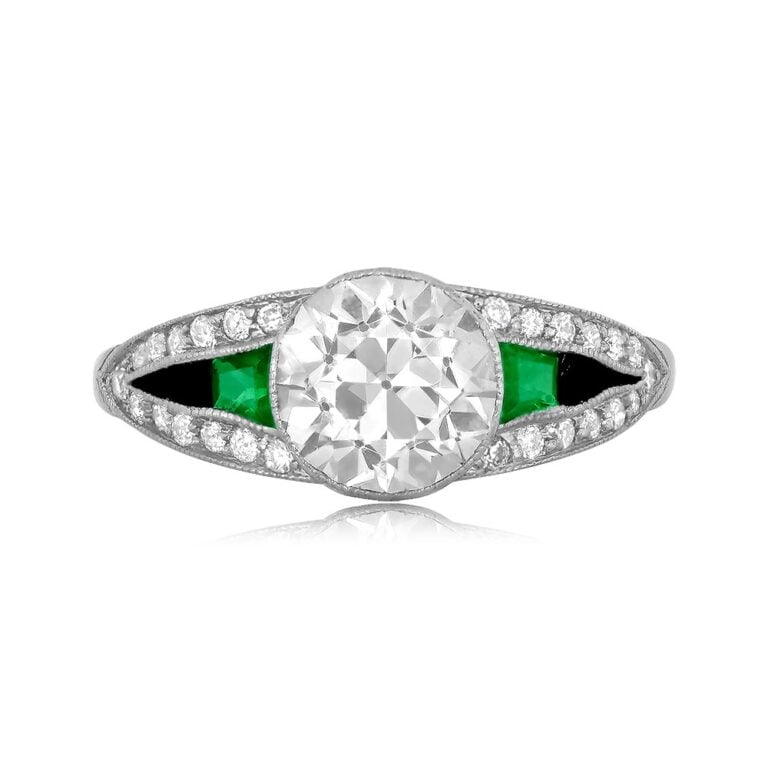 1.75ct Diamond with Emerald and Onyx Accents Alvor Ring